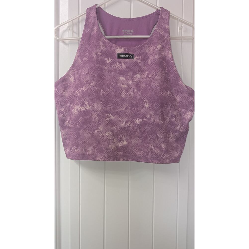 Reebok XL Purple Pink Racerback Sports Bra Geometric Wireless Pullover Women